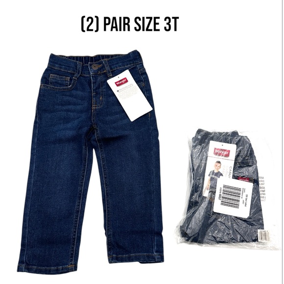 Wrangler Casual Fit Kids Blue‎ Jeans - 2 Pack adjustable waist NWT  size 3T (K7) - Picture 1 of 5
